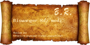 Biswanger Rómeó névjegykártya